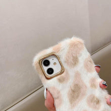 Load image into Gallery viewer, Fashion Plush Leopard Phone Case For Iphone 11 Pro Max Xs Max X Xr Cases Furry Fluffy Warm Cover For Iphone 6 6s 7 8 Plus Case Women Fashion Faux Fur Case For Iphone