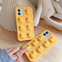 Load image into Gallery viewer, Cute Duck Pop Bubble Fidget Toys Soft Phone Case For Iphone 12 11 Pro Max 6 7 8 Plus Xr X Xs Max Se 2020 Relieve Stress Cover Stylish Unique Design Silicone Cover For Little Girls Boys