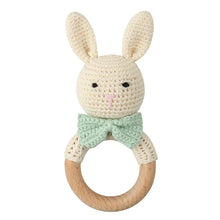 Load image into Gallery viewer, BPA Free Baby Wooden Teether Crochet Rattle Toy for Newborns