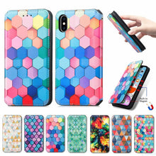 Load image into Gallery viewer, Multicolored Phone Case For iPhone 13 12 11 Pro Mini Cover Wallet Card Slot Flip Magnetic Leather PU Leather Flip Wallet Cover with Card Slots Case Cover
