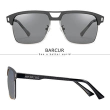 Load image into Gallery viewer, BARCUR Polarized Men’s Sunglasses – Fashionable Square Stainless Steel Frame UV400 Protection Anti-Reflective Outdoor Sports & Driving Eyewear – Original Design Casual Style with Premium Polycarbonate Lenses