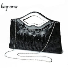 Load image into Gallery viewer, Women's Evening Clutch Purse and Handbag Luxury Designer Black Gold Silver Evening Bag Sequin Shoulder Bag Female Wedding Clutch