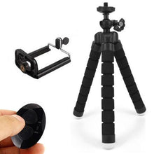 Load image into Gallery viewer, Flexible Sponge Mini Tripod With Bluetooth Remote Shutter Mini Camera Tripod Phone Holder Clip Stand