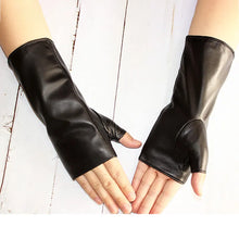Load image into Gallery viewer, Long Sheepskin Half Finger Gloves Women's Leather Car Driving Men's Outdoor Motorcycle Riding Fingerless Sun Protection
