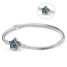 Load image into Gallery viewer, Luxury Modern High Quality Authentic Silver Color Snake Chain Fine Bracelet Fit European Charm Bracelet for Women With Heart and Star