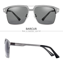 Load image into Gallery viewer, BARCUR Polarized Men’s Sunglasses – Fashionable Square Stainless Steel Frame UV400 Protection Anti-Reflective Outdoor Sports & Driving Eyewear – Original Design Casual Style with Premium Polycarbonate Lenses