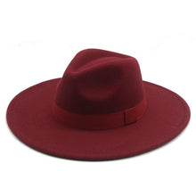 Load image into Gallery viewer, Fashionable Fedora Hats Women Wide Brim Dress Caps Women's Fedora Hats Elegant Wide Brim Fedora Hat Wedding Men Hat Warm Retro Style Belt 56-58cm