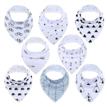 Load image into Gallery viewer, 8PCS/SET Pack Baby Bandana Organic Absorbent Soft Cotton Drool Bibsfor Teething And Feeding Bib For Baby and Kids Feeding