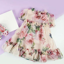 Load image into Gallery viewer, Floral Tulle Dress Kid Baby Girl Flower Puff Sleeve Princess Wedding Party Pageant Children Dress For All Occasion