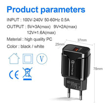 Load image into Gallery viewer, Portable 5V 3A Universal Charger USB Phone Chargers Quick Charge 3.0 Fast Charging