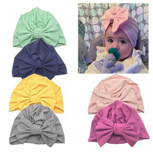 Load image into Gallery viewer, Luxury Modern Baby Headband Hat Bowknot Print Cotton Stretchy Turban Headband Infant Head Wrap Beanie Hat For Babies and Kids