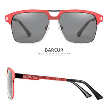 Load image into Gallery viewer, BARCUR Polarized Men’s Sunglasses – Fashionable Square Stainless Steel Frame UV400 Protection Anti-Reflective Outdoor Sports & Driving Eyewear – Original Design Casual Style with Premium Polycarbonate Lenses