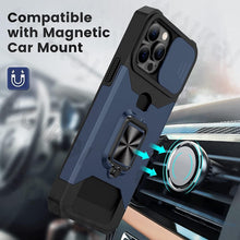 Load image into Gallery viewer, Slide Camera Cover Kickstand Card Wallet Case for iPhone11 X XS 8 Shockproof Protective Phone Case Wallet Case for iPhone With Sliding Camera Case With Kickstand Magnetic Adjustable Ring Holder