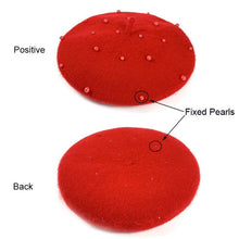 Load image into Gallery viewer, Modern Art Wool Baby Hat with Pearls Cat Candy Color Retro Baby Girl Cap Kids Beret Hats for Girls