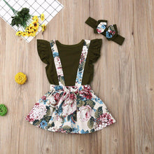 Load image into Gallery viewer, Newborn Baby Girl Skirt Retro Sweet Strap Jumpsuit And Headband Children's Clothes Unique Design