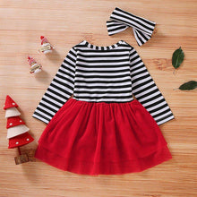 Load image into Gallery viewer, Newborn Baby Girls Long Sleeve Christmas Santa Striped Skirt Dress Outfits Unique Design