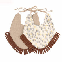 Load image into Gallery viewer, Double-deck Infant Baby Girl Boy Bib Kid Toddler Dinner Feeding Tassel Cotton Linen Burp Cloths