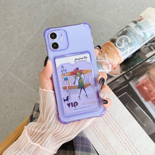 Load image into Gallery viewer, Transparent Wallet Case For iPhone 14 13 12 Pro Max Mini Shockproof Cover with Card Slots Pockets Slim Fit Thin Protective Soft Shock-Absorbing Lightweight Wallet Case