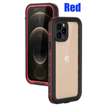 Load image into Gallery viewer, Waterproof For iPhone 14 13 12 11 Pro Max Case Red Clear Cover Diving Underwater Swim Outdoor Sports Built-in Screen Protector Full Body Heavy Duty Protective Cover for iPhone