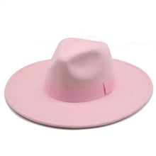 Load image into Gallery viewer, Fashionable Fedora Hats Women Wide Brim Dress Caps Women's Fedora Hats Elegant Wide Brim Fedora Hat Wedding Men Hat Warm Retro Style Belt 56-58cm