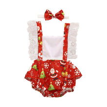 Load image into Gallery viewer, New Christmas Princess Set Newborn Baby Girls Suspender Dress Romper Bodysuit And Hairband Set