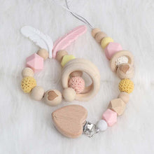 Load image into Gallery viewer, Modern Wood Pacifier Clip Chain Holder Nipples Pacifier Clips Pacifier Teether Teething Toy Cartoo Wooden Bracket For Pacifier For Kids