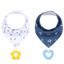 Load image into Gallery viewer, 100% Organic Cotton Super Absorbent And Soft Unisex Baby Bandana Drool Bibs And Teething Toys For Newborn