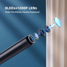 Load image into Gallery viewer, WiFi Endoscope Camera 8MM HD1200P IP67 Waterproof USB Inspection Borescope 8LEDs Wireless Endoscopy for Android Iphone PC F130