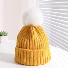 Load image into Gallery viewer, Winter Warm Baby Hat Fur Pompom Knitted Baby Hat Cap Infant Toddler Kids Hat Beanie In Modern Designer Style