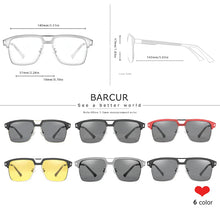 Load image into Gallery viewer, BARCUR Polarized Men’s Sunglasses – Fashionable Square Stainless Steel Frame UV400 Protection Anti-Reflective Outdoor Sports & Driving Eyewear – Original Design Casual Style with Premium Polycarbonate Lenses