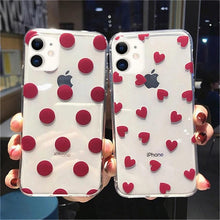 Load image into Gallery viewer, Transparent Phone Case For iPhone 13 12 11 14 Pro Little Dots Love Heart Clear Back Cover Vintage Women Girls Soft Anti-Scratch Protective Cases for iPhone