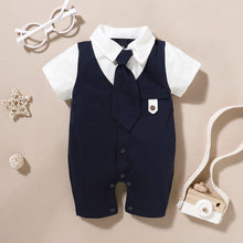 Load image into Gallery viewer, Luxury Modern baby Suit New boy's Jumpsuit Baby Short-sleeved Gentleman Suit Tie Robe summer Suit For Birthday and Party