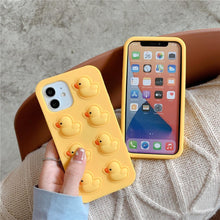 Load image into Gallery viewer, Cute Duck Pop Bubble Fidget Toys Soft Phone Case For Iphone 12 11 Pro Max 6 7 8 Plus Xr X Xs Max Se 2020 Relieve Stress Cover Stylish Unique Design Silicone Cover For Little Girls Boys