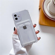 Load image into Gallery viewer, Transparent Wallet Case For iPhone 14 13 12 Pro Max Mini Shockproof Cover with Card Slots Pockets Slim Fit Thin Protective Soft Shock-Absorbing Lightweight Wallet Case