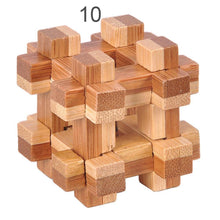 Load image into Gallery viewer, 12 Style Brain Teaser 3D Wooden Interlocking Puzzles Game Toy Bamboo Small Size For Adults Kids