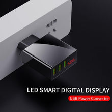 Load image into Gallery viewer, 3 Port USB Phone Charger LED Display EU Plug Total Max 3A Smart Fast Charger Mobile Wall Charger For Smartphones