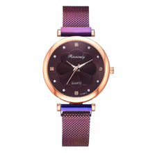 Load image into Gallery viewer, Fashion Set Women Watches Luxury Magnet Buckle Flower Rhinestone Watch Ladies Quartz Wrist Watch WIth Bracelet In Set For Women and Girls