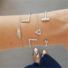 Load image into Gallery viewer, Fashion Bohemia Leaf Round Knot Cuff Bangle Gold Chain Charm Bracelet for Women Simple Geometric Bracelets Luxury Jewelry