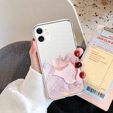 Load image into Gallery viewer, Luxury Marble Transparent Phone Case For iPhone 11 12 Pro XS Max X XR 7 8 Plus Soft Silicone Shockproof Cover Green Marble Design Gold Sparkly Glitter Protective Stylish Slim Thin Cute Case for Phone