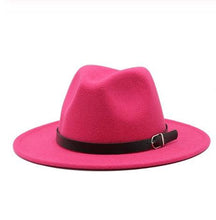 Load image into Gallery viewer, Vintage Winter Autumn Woolen Women Men Belt Buckle Fedora Hat Classic Wide Brim Floppy Hat Retro Warm Top Hat Vintage Cap Women Fedoras Durable Hat