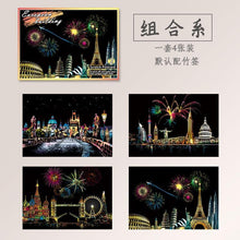Load image into Gallery viewer, 4PCS/SET Magic Colorful A5 Drawing Board Paper Painting Scraping Children Learning Education Toys Painting Doodle Scratch Toys