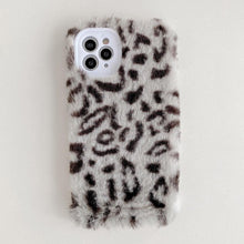 Load image into Gallery viewer, Fashion Fluffy Plush Leopard Camera Protection Phone Case For iphone 13 11 12 Pro MAX X XS XR Winter Warm Girl Soft and Comfortable Case Unique Design Soft Cover