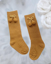 Load image into Gallery viewer, Luxury Modern Autumn Winter Baby Children Cherry Hair Ball Knee High Socks. Kid Cherry Knitted Sock For Kids