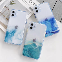 Load image into Gallery viewer, Luxury Marble Transparent Phone Case For iPhone 11 12 Pro XS Max X XR 7 8 Plus Soft Silicone Shockproof Cover Green Marble Design Gold Sparkly Glitter Protective Stylish Slim Thin Cute Case for Phone