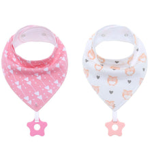 Load image into Gallery viewer, 100% Organic Cotton Super Absorbent And Soft Unisex Baby Bandana Drool Bibs And Teething Toys For Newborn