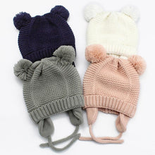 Load image into Gallery viewer, Modern Elegant Baby Knitted Pompom Cap Thick Warm Winter Ear Warm Kids Hat For Boys and Girls For Winter Cap