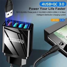 Load image into Gallery viewer, Modern Black 48W Quick Charger 3.0 USB Charge Plug Wall Mobile Phone Charger Adapter Fast Charging