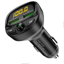 Load image into Gallery viewer, 3.4A Fast Black Car Charger FM Transmitter Bluetooth Dual USB Mobile Car Phone Charger Fast Charging MP3 TF Card Music Car Kit