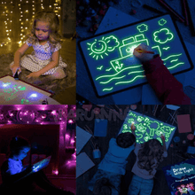 Load image into Gallery viewer, A3 A4 A5 Kids Luminous Drawing Board with Light-Fun Magic Sketchpad Draw Tablet Fluorescent Pen Russian English Light Up Toys
