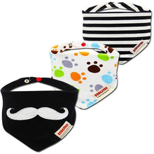Load image into Gallery viewer, 3PCS Comfortable Waterproof Organic Cotton Baby Burp Cloth Bandanna Scarf Bibs For Newborn Baby Boy And Girl